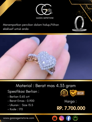 Cincin Kilau Berlian Material : Berat mas: 4.55 gm
