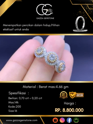 Cincin Kilau Berlian Material : Berat mas:4.66 gm