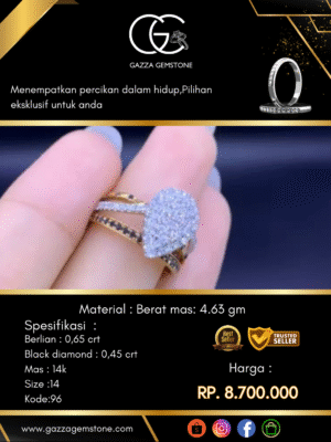 Cincin Kilau Berlian Material : Berat mas: 4.63 gm